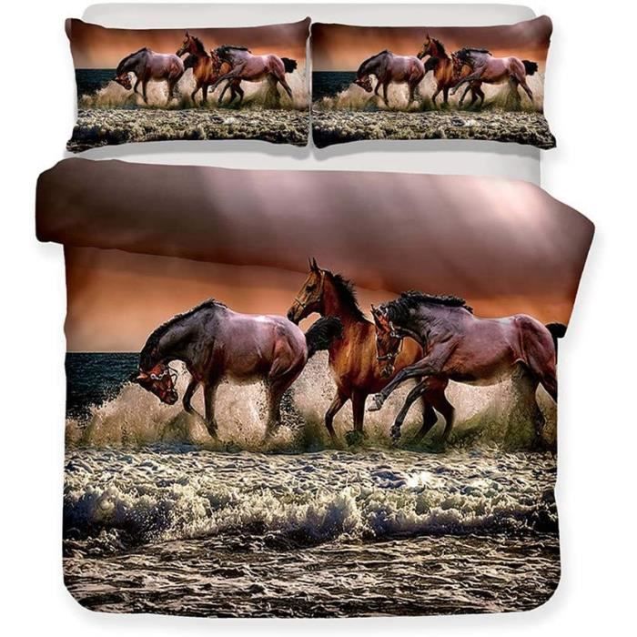 Parure De Lit 3 Pièces Cheval De Dessin Animé Housse De Couette 140X200 Enfant 3D Motif Parure De Lit 3 Pièces Cheval De Dessin Animé Housse De Couette 140X200 Enfant 3D Motif