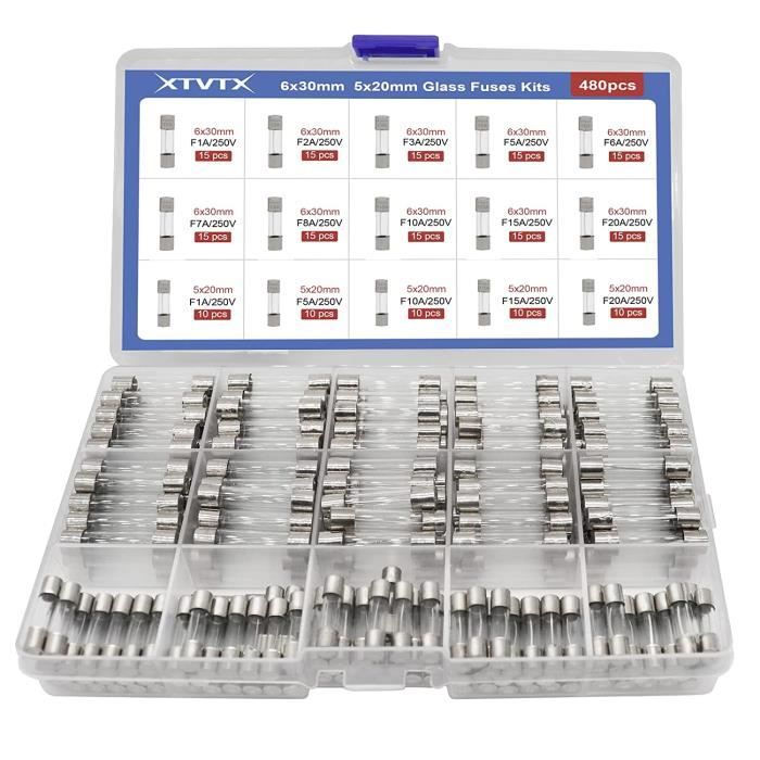Kit 150 Fusibles En Verre HUAREW 5x20mm - 15 Valeurs Rapides 0.2A à 20A 250V Pour Électronique