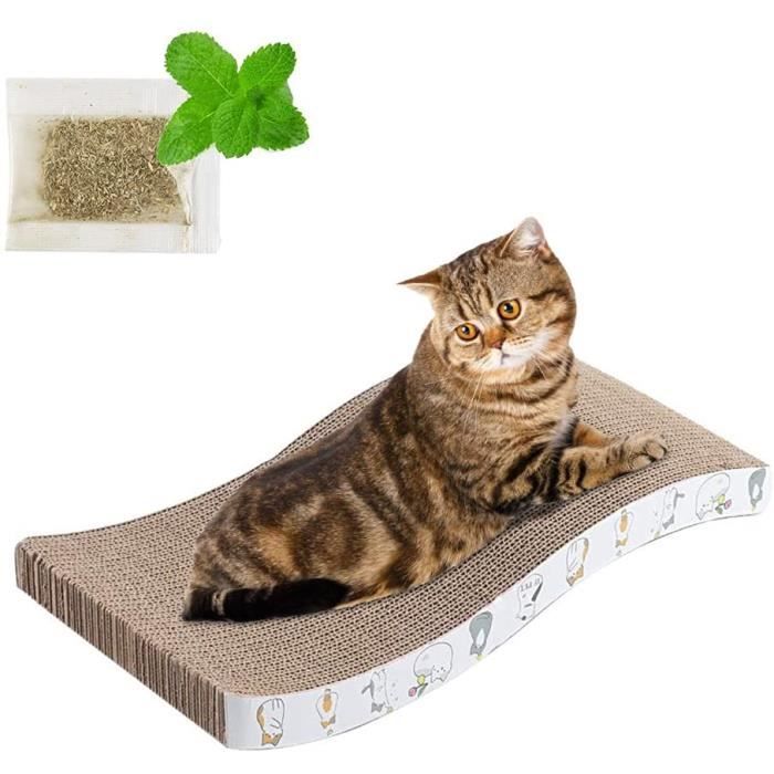 tapis à gratter pour chat avec herbe à chatdouble facedesign durable en carton pour chatmotif chat blanc [303]