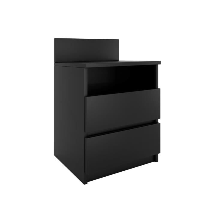 ASTER T1 - Table de chevet contemporaine 59x40x32 - Table de nuit/dappoint 2 tiroirs style scandinave - Meuble de rangement