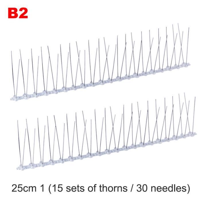 Pics Anti-pigeons Acier Inoxydable 304 - Lot 2m (8 Bandes + 120 Pointes), Pour Balcon, Toit, Fenêtre