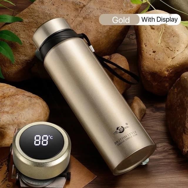 Gourde Isotherme Inox 500ml Ou 1L – Affichage LED Température – Garde Froid Ou Chaud