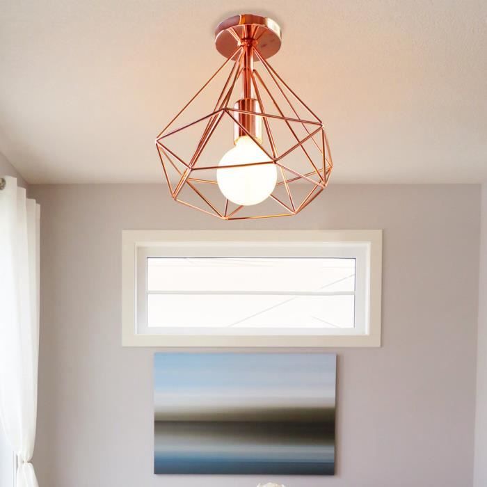 Abat-jour Plafond Métal Orange Loft - Style Rétro Industriel - Diamètre 29cm
