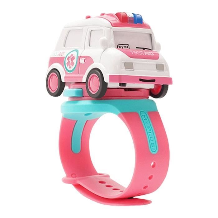 ambulance de couleur mini montre-bracelet électrique pour enfants, jouet de dessin animé, voiture télécommand