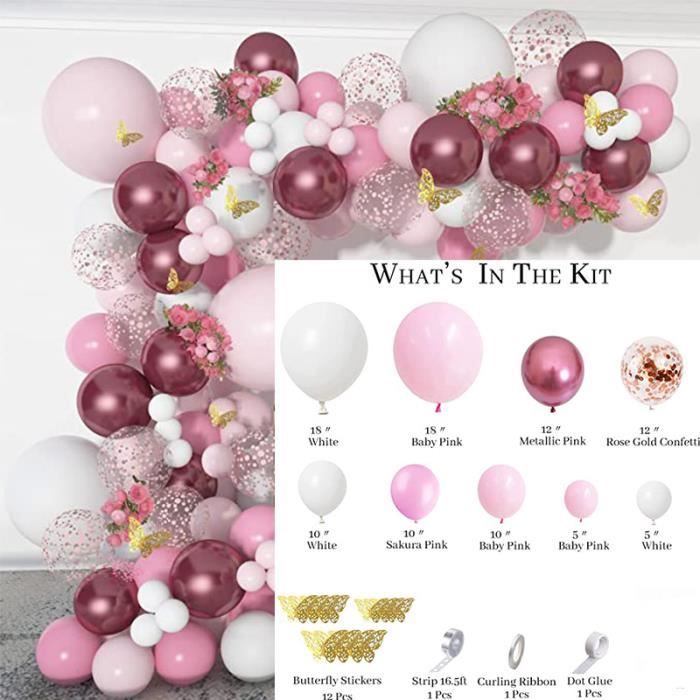 Kit Déco Gender Reveal Fille – Ballons Rose, Bannière Baby Girl, Pompons & Lanternes Pour Baby Shower Ou Révélation Sexe
