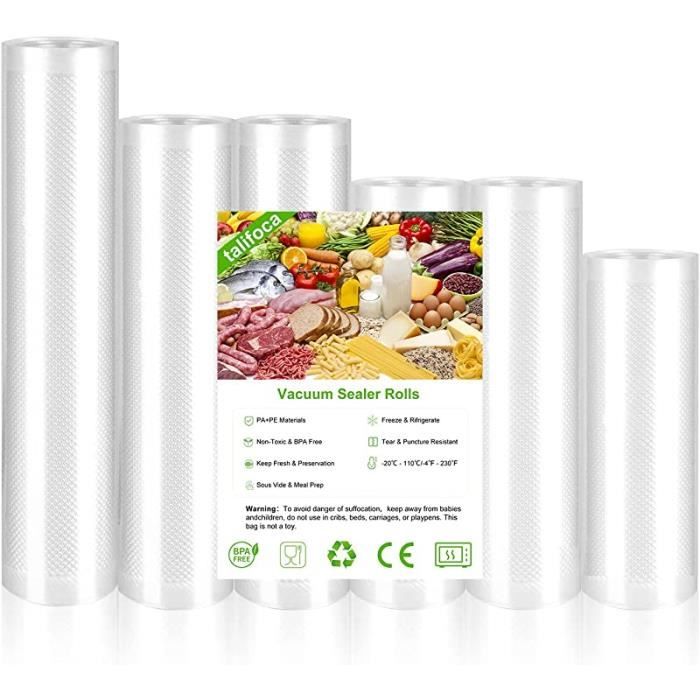 Rouleaux De Sacs Sous Vide Alimentaires - Lot De 3 (15, 20, 30 Cm X 5 M) - Épaisseur 150 Microns - Compatibles Toutes Machines
