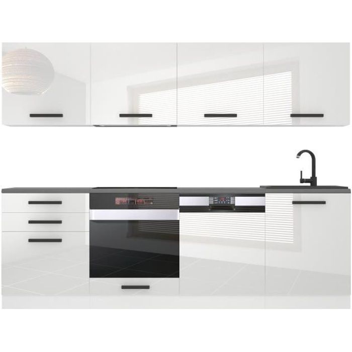 Cuisine Complète - B BELINI GROUP - ALICE - 240 cm - Finition Ultra-Brillante - Tiroirs Silencieux