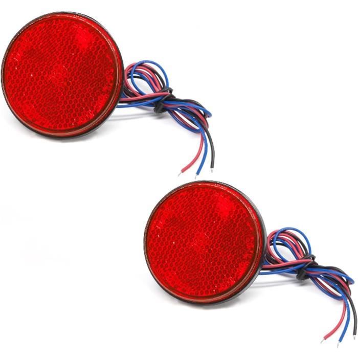 Biqing 2 Pièces Réflecteurs LED Moto 24V Ambre – Feux Arrière Universels Étanchés IP68, Super Luminosité Pour Moto, Remorque, Camion