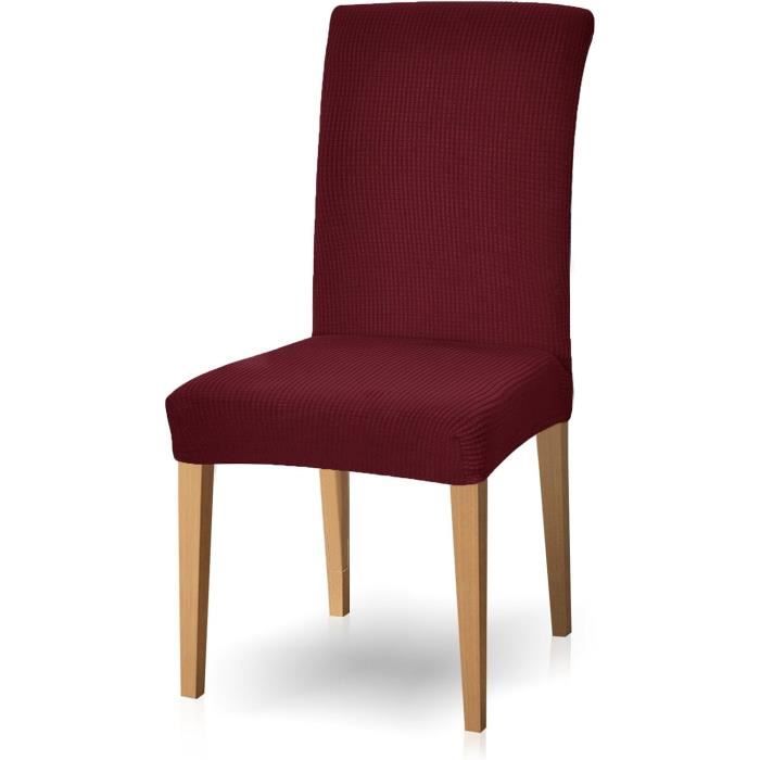 Lot De 4 Housses De Chaise Extensibles XL - Tissu Stretch (85% Polyester, 15% élasthanne) - Lavables, Rouge Corail