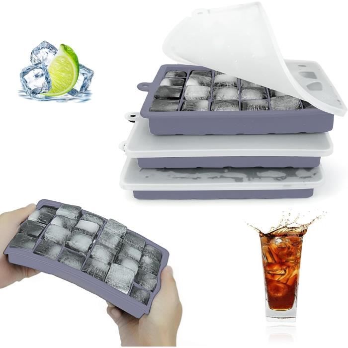 Lot De 3 Bacs à Glaçons En Silicone Avec Couvercle - 45 Glaçons, Sans BPA, Démoulage Facile - 9