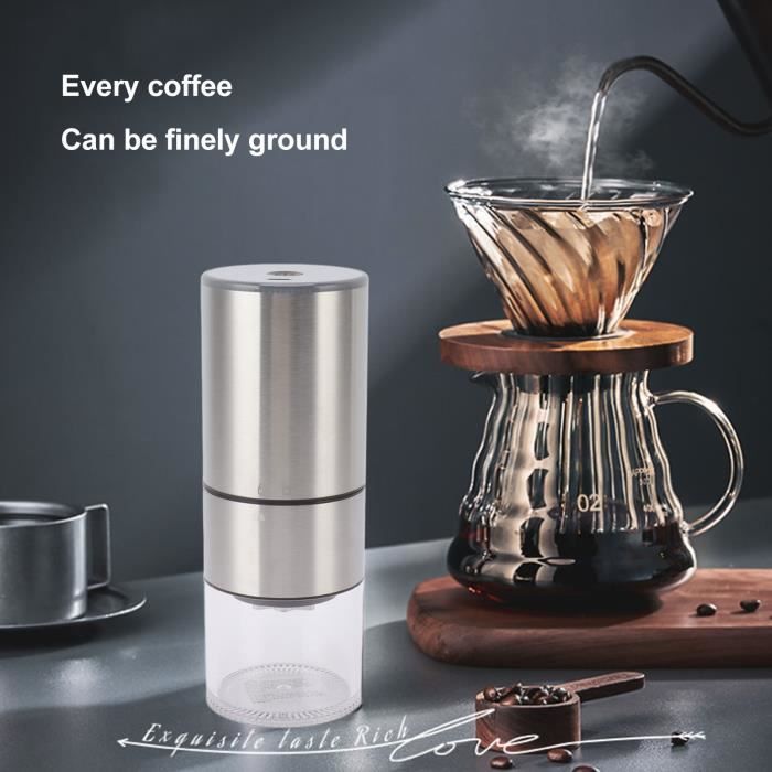 Moulin à Café Électrique Aichilra – Broyeur Céramique Antirouille Portable Rechargeable, 25g, 5 Réglages Pour Espresso, Filtre, French Press Moulin Café Silencieux Sans Fil