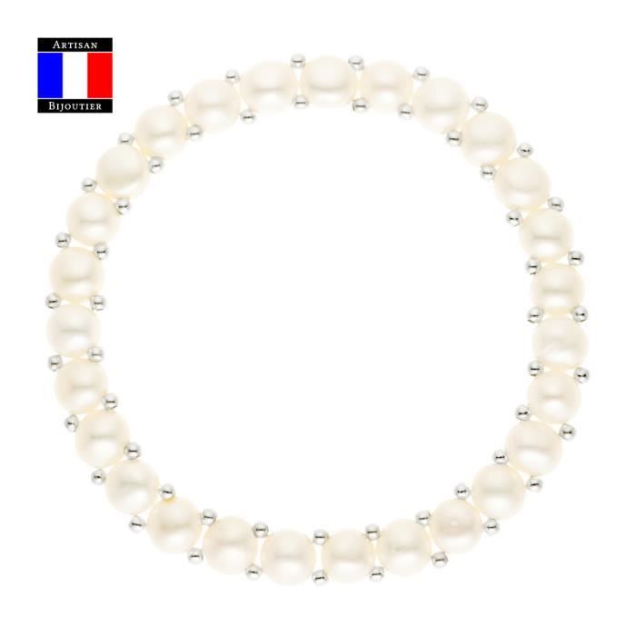 Bracelet Perles D’eau Douce Keshi Pour Femme – Perles Blanches, Grises, Noires, Roses – Longueur Réglable 16-19 Cm – Acier Inoxydable Plaqué Or Ou Argent