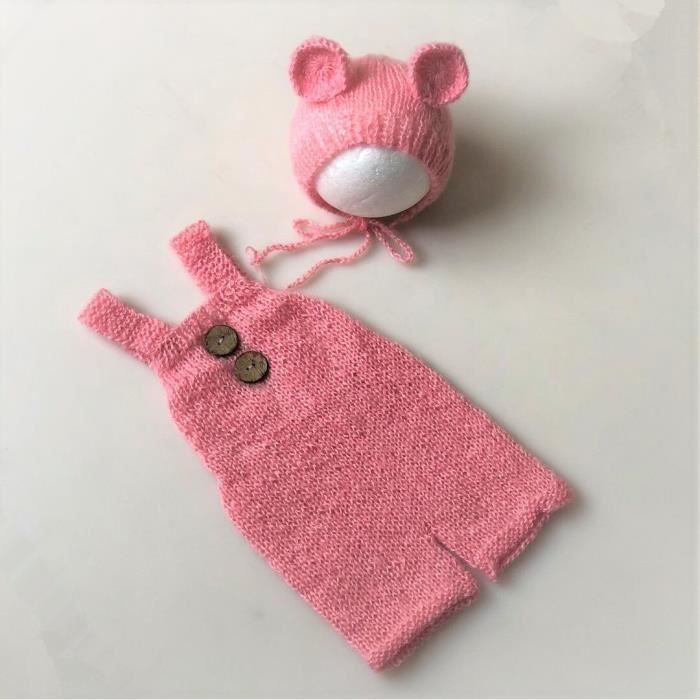 Bébé nouveau-né tenue tir Photo Bebe chapeau et barboteuse vêtements en tricot bébé garçons et