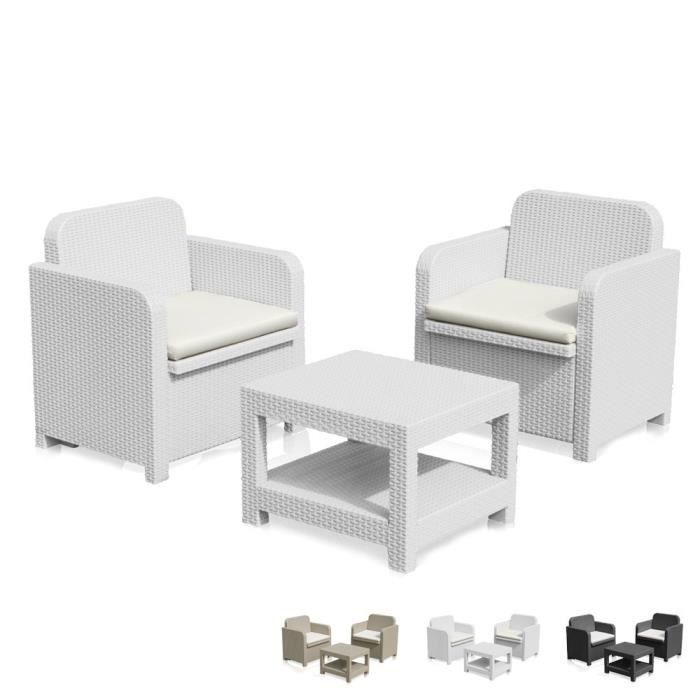 salon de jardin et fauteuils pour extérieurs grand soleil giglio bar poly-rotin 2 places, couleur: blanc