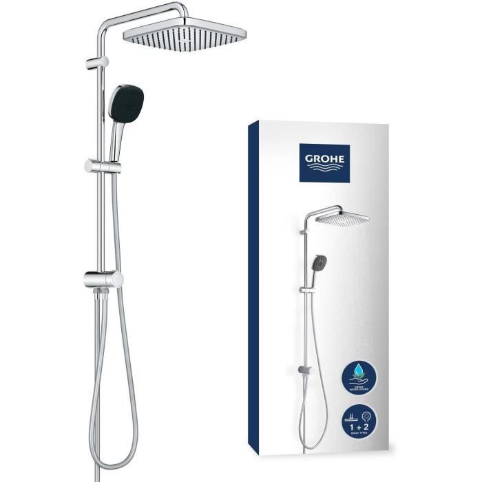 Colonne de douche avec inverseur manuel Economie d'eau GROHE Vitalio Comfort 250 Chromé 26698001