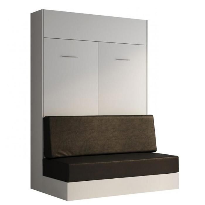 Armoire lit escamotable DYNAMO SOFA blanc mat canapé polyuréthane noir