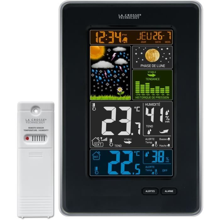 LA CROSSE TECHNOLOGY WS6835-BLA Station METEO avec animations en couleur