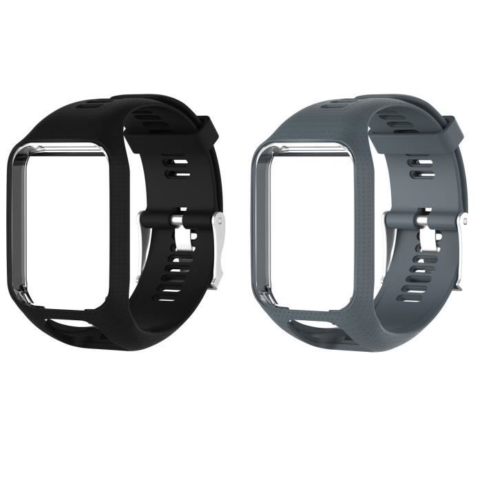 Bracelet de rechange compatible pour TomTom Spark 3 Tomtom Runner 2/Runner 3  / Aventurier/Golfeur 3 Sports GPS Running (Gris+Noir ) - Cdiscount  Téléphonie