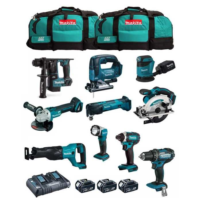 MAKITA Kit MK1001 DDF482+ DHR171+ DGA504+ DTD152+ DJV182+ DSS610+ DJR186+ DBO180+ DTM51+ DML802+ 3x5 0Ah + DC18RD + 2xLXT600