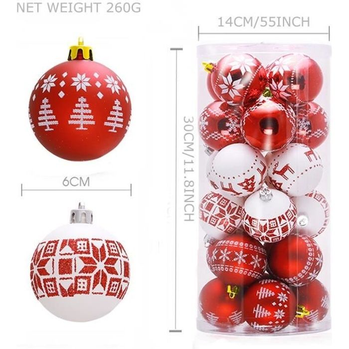 Boule de noel rouge et blanc Achat / Vente pas cher