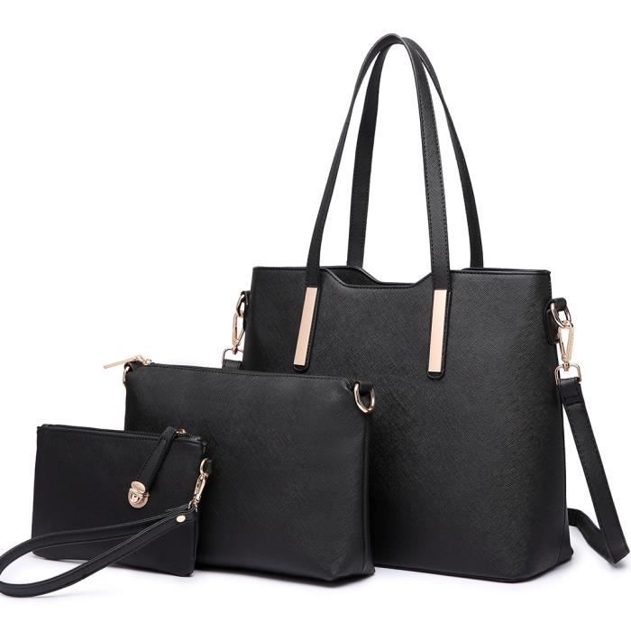 miss lulu sac à main femme mode en cuir synthétique 3pcs pochette bandoulière