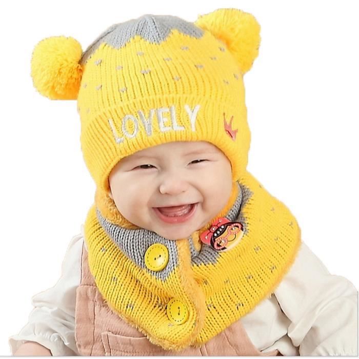 Bonnet Echarpe Cache Cou Bebe Fille Garcon Tricote Chapeau Souple Avec Oreilles Jaune Cdiscount Pret A Porter