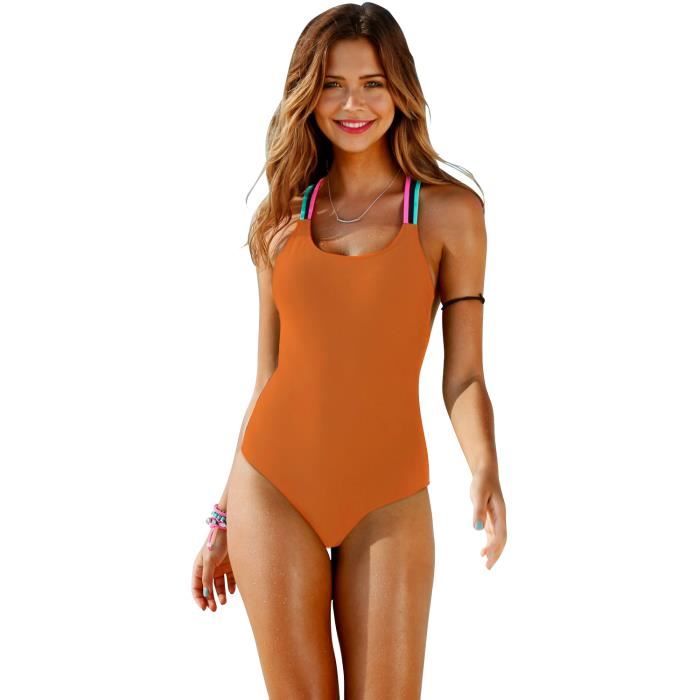 Maillot de Bain 1 Piece Orange,Maillot Bain 1 Piece Femme,Maillot