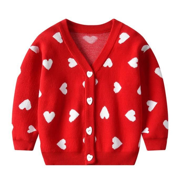Tout Petits Enfants Bebe Imprimer Crochet Tricot Pull Chaud Veste Cardigan Top Manteaux Rouge Rouge Cdiscount Pret A Porter