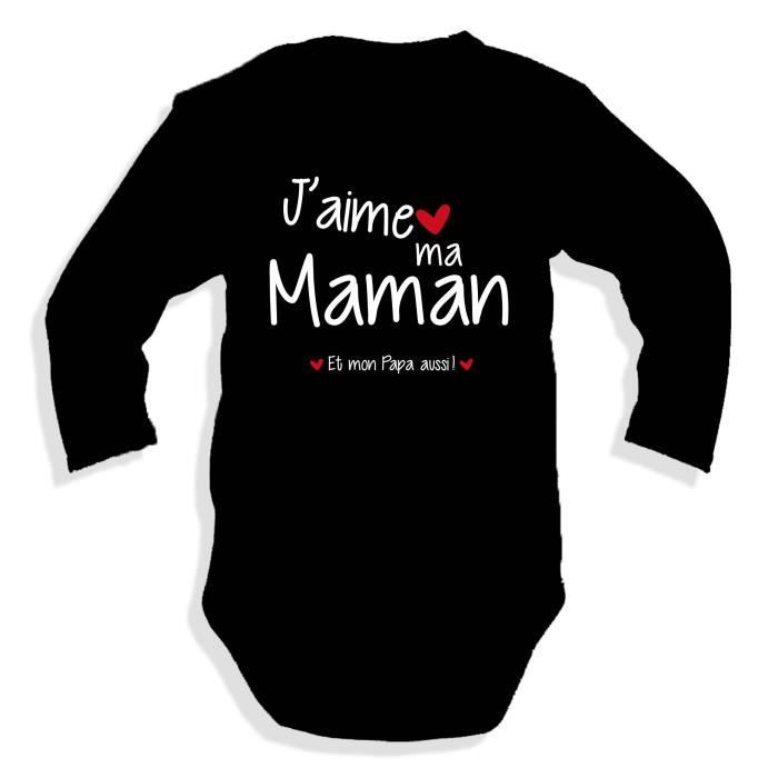 Body Bebe Manches Longues Blanc J Aime Ma Maman Noir Cdiscount Pret A Porter
