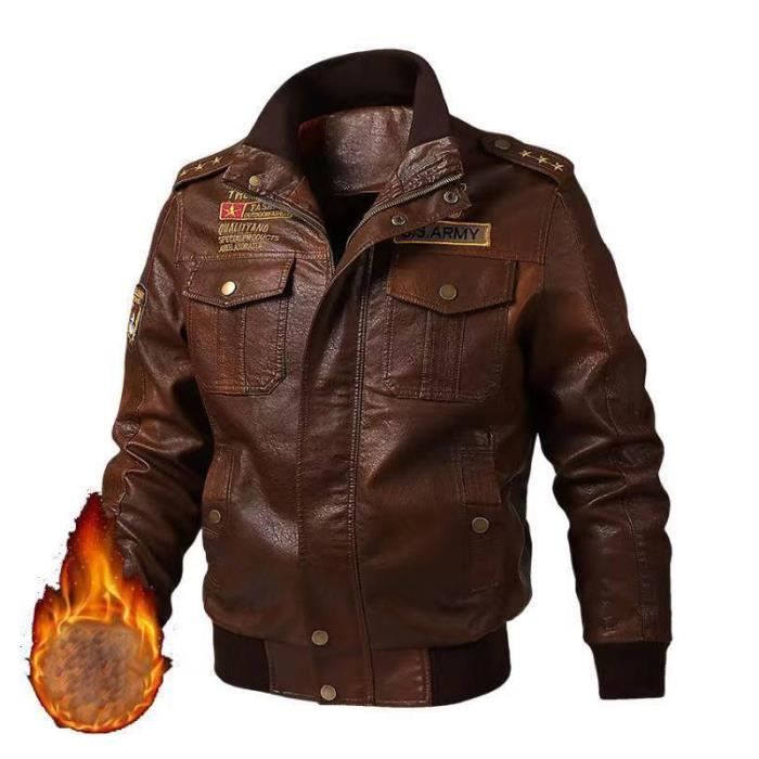 Veste Homme motard en cuir de Marque homme vareuse doublure