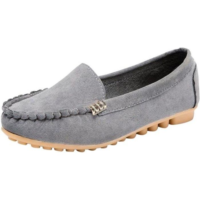 Talon Compensee Mocassins Femme Convient Mocassins Plates en Cuir