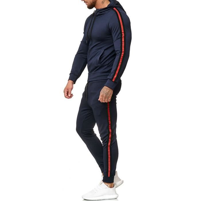 Survêtement Homme 2 Pièces En Coton - Sweat à Capuche Et Pantalon De Jogging - Tenue Décontractée Pour La Maison, Le Sport Et Le Quotidien - Taille Standard Et Coupe Ample - 8
