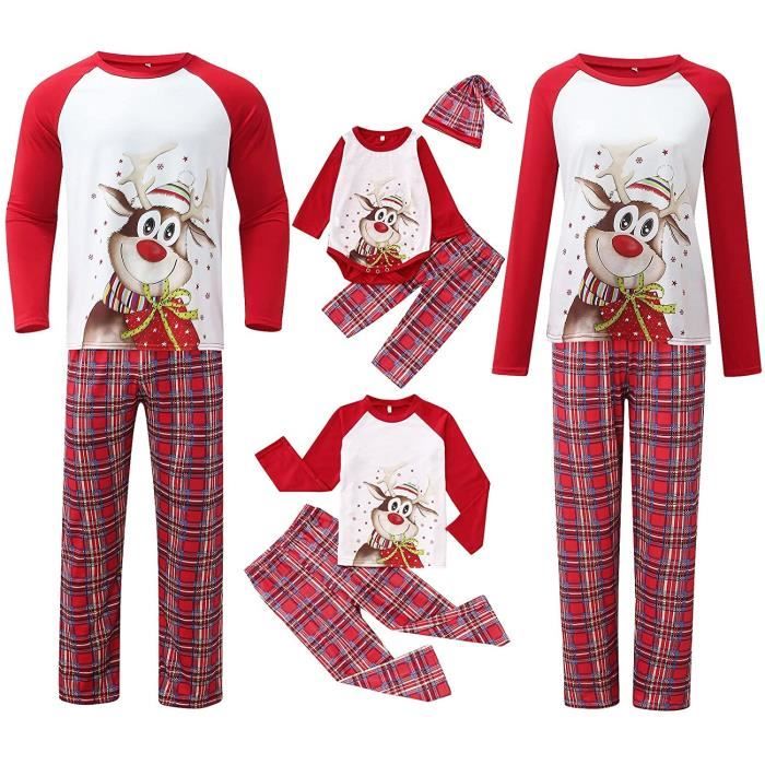 Ensemble pyjama familial de Noël d/'hiver chaud pour homme femme enfant bébé pyjama chaud pyjama de Noël ensemble pyjama pour costume de Noël