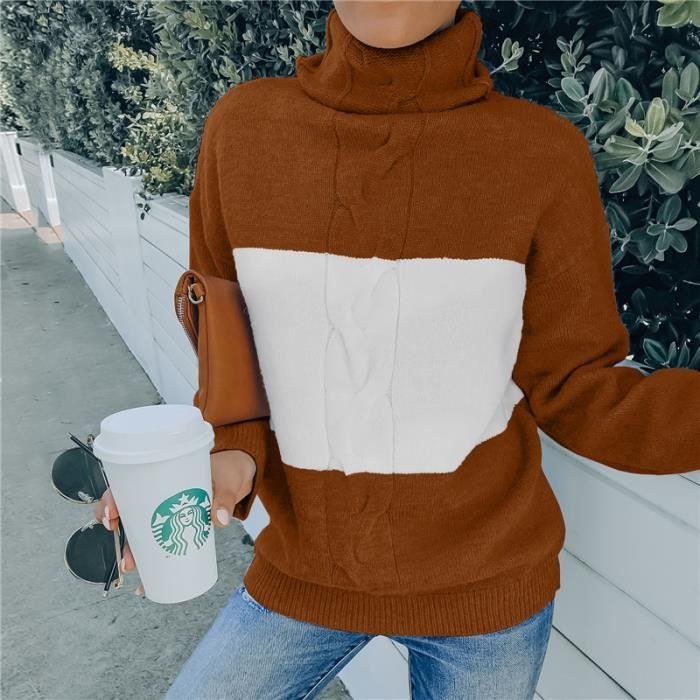 BAWUTZ Pull En Cachemire Pour Femme, Pull En Tricot Avec Col Roulé Montant, Manches Longues, Pull De Loisirs, L'automne Et L'hiver (crème, L