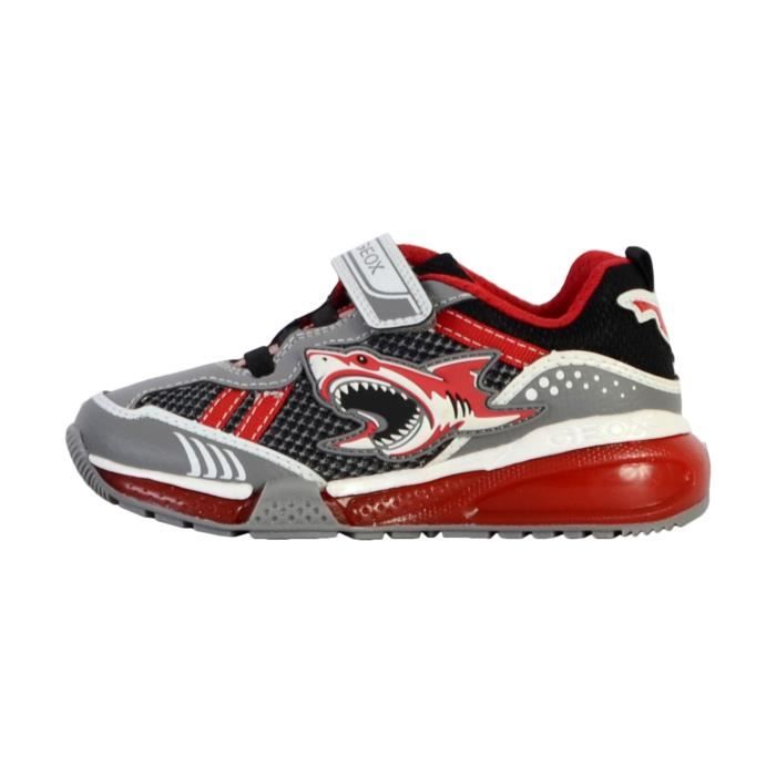 Geox Basket Enfant Geox Bayonyc - GEOX - Gris/Rouge - Tennis Basket Basses - Scratch - Plat