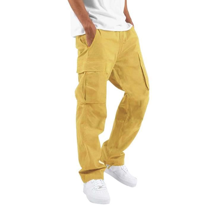Minetom Homme Pantalons Cargo Casual Sport Jogging Slim Fit Militaire Montagne Baggy Pantalon Multi Poches Grande Taille Jaune Cdiscount Sport