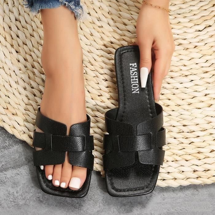 Sandales Femme VITATA Semelle Souple Cuir Synth tique Noir