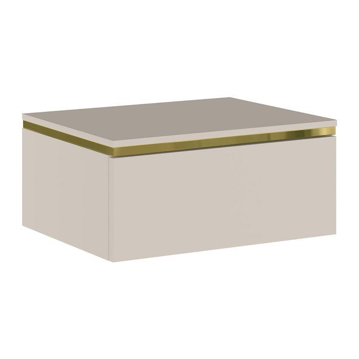 Table de chevet suspendue avec 1 tiroir - Beige et doré - VUKIA