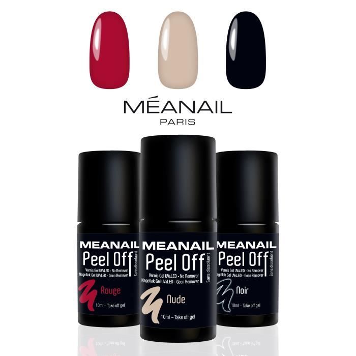 Vernis Semi Permanent Manucure Trio Gel Polish Peel Off Nude Rouge Et Noir