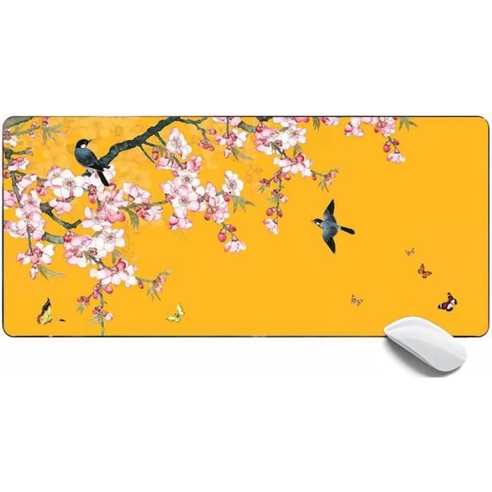 Tapis De Souris Grand Format 300x800 Mm - Design Peinture à L'encre Japonaise, Antidérapant, Pour Bureau Et Gaming