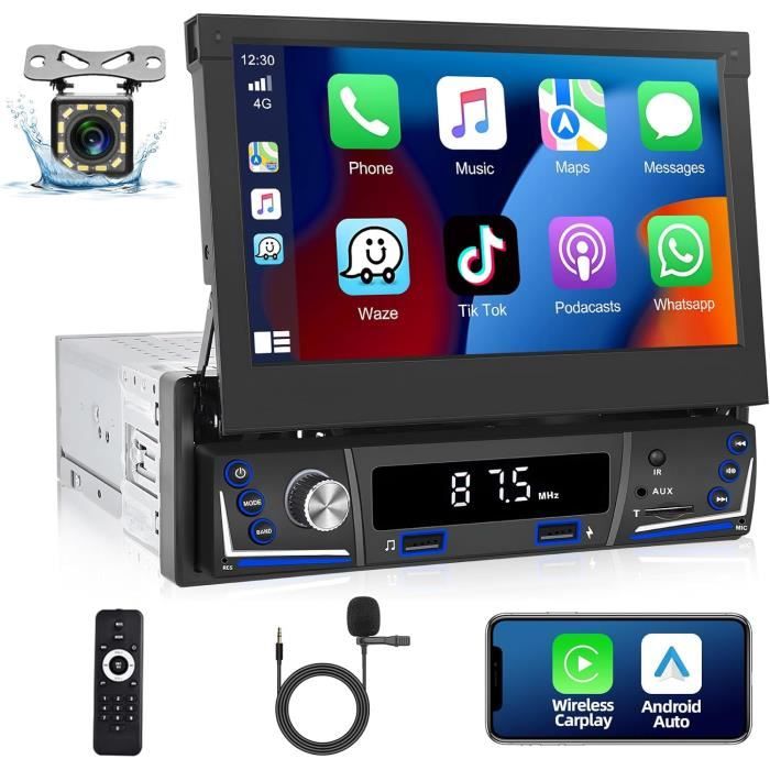 Autoradio 1 Din Avec Écran Tactil Retractable Automatique Sans Fil