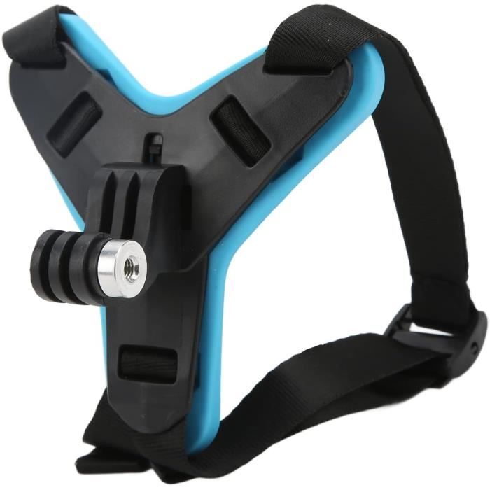 Support Universel Pour Téléphone Ou Caméra Sur Casque Moto - Fixation Mentonnière Par Bande Velcro, Noir