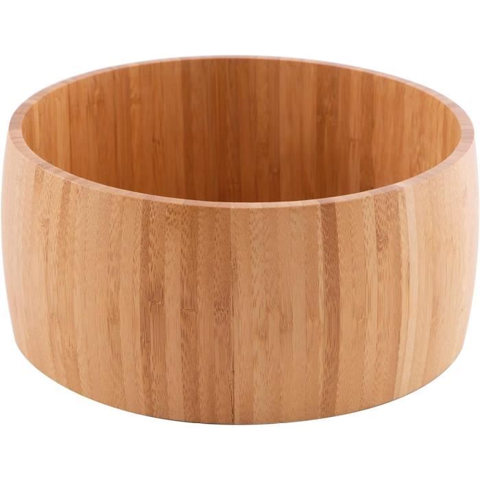 Saladier En Bambou Naturel VIETLUSH - Fait à La Main, Diamètre 30.5 Cm, Léger, Pour Service Et Décoration, Bord Blanc - 8