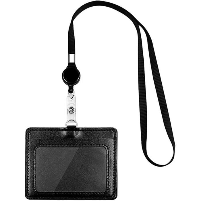 Lanière Porte-badge Avec Agate Noire – Collier Clip Réglable – BDG230001 – Neuf