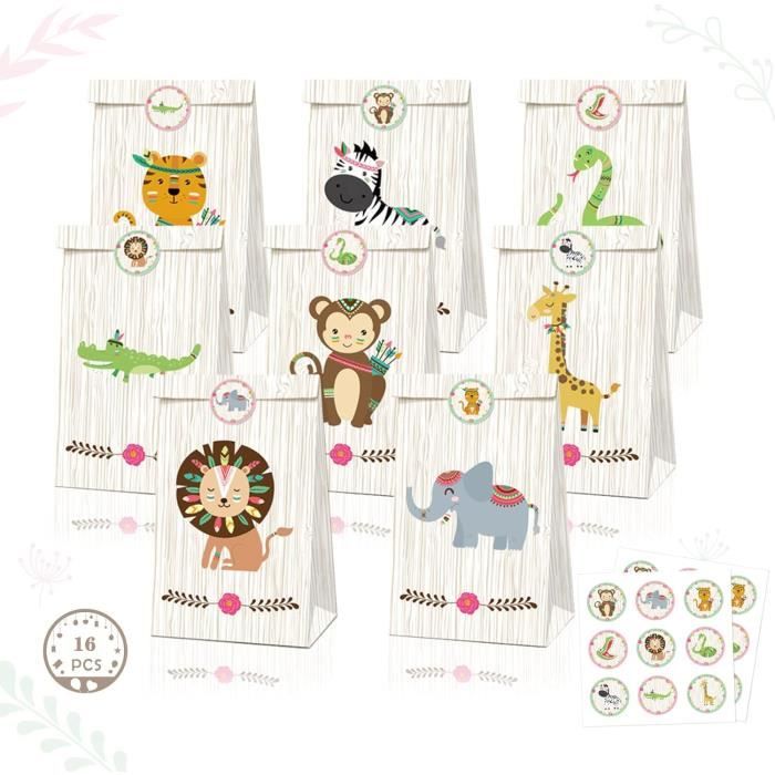 POPOYU 16 Pièces Sac Cadeau Noel,Sacs De Noël En Papier Avec 16