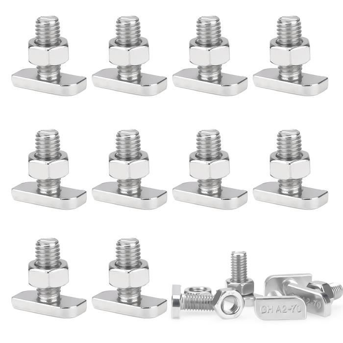 Boulons En T à Tête Carrée M5 M6 M8 M10 M12 - Acier Inoxydable 304 A2 - Longueur 12 à 70 Mm