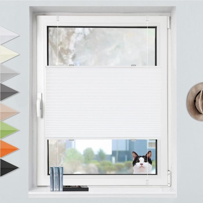 Estika® Store enrouleur pour fenêtre Sans perçage 30 cm x 120 cm Perle