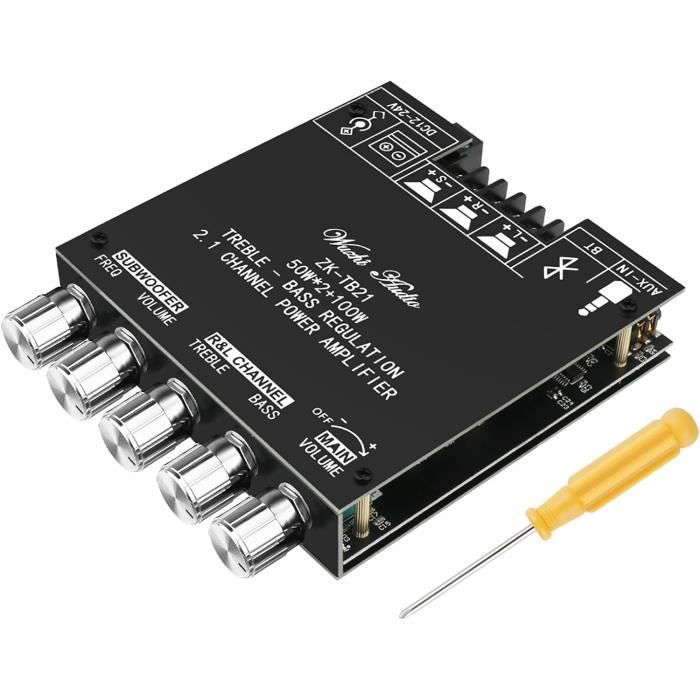 Carte Ampli Stéréo Bluetooth Haute Puissance, 220V, Noir, 19.5x8.5cm
