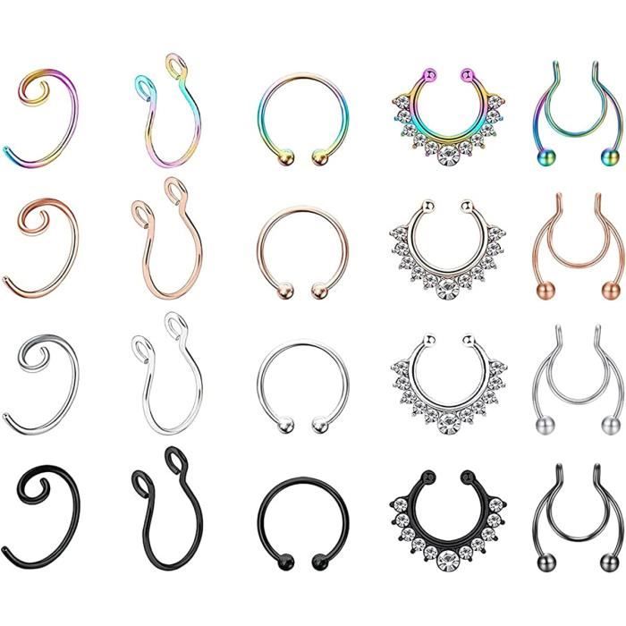 Faux Piercing Nez Anneaux, XiXiRan Faux Septum Piercing, Piercing Nez