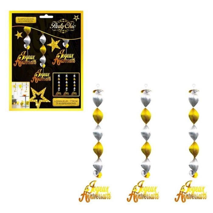 Decoration De Fete Murale Suspensions Accordeon Dore Joyeux Anniversaire Stc Cdiscount Maison